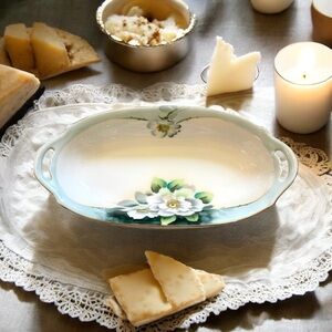 Meito China Floral Gardenia Pattern Oval Ceramic Dish